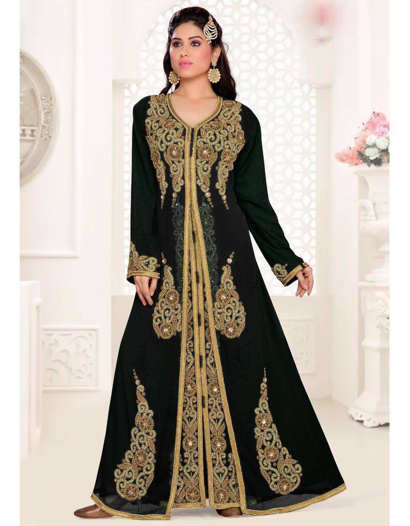 Whole Sale A-line Heavy Embroidered Kaftan Dress