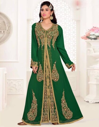 Whole Sale A-line Heavy Embroidered Kaftan Dress