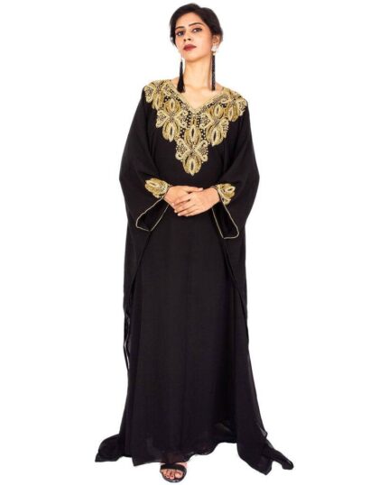 Designer A-line Embroidered Whole Sale Farasha Dress Black