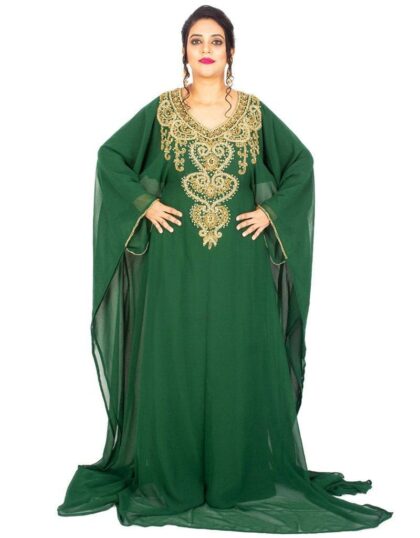 Dubai Partywear Whole Sale Farasha Kaftan Green