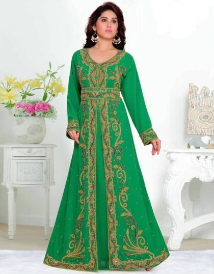 Whole Sale V Neck Moroccan Style Embroidered Kaftan