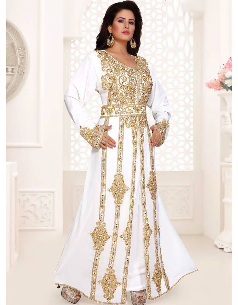 Elegant Full Sleeve Gold Beaded Whole Sale Moroccan Kaftan