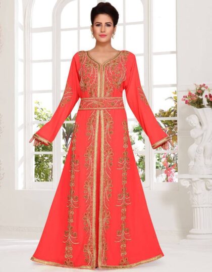 Whole Sale Moroccan Kaftan With Gold Lace Work