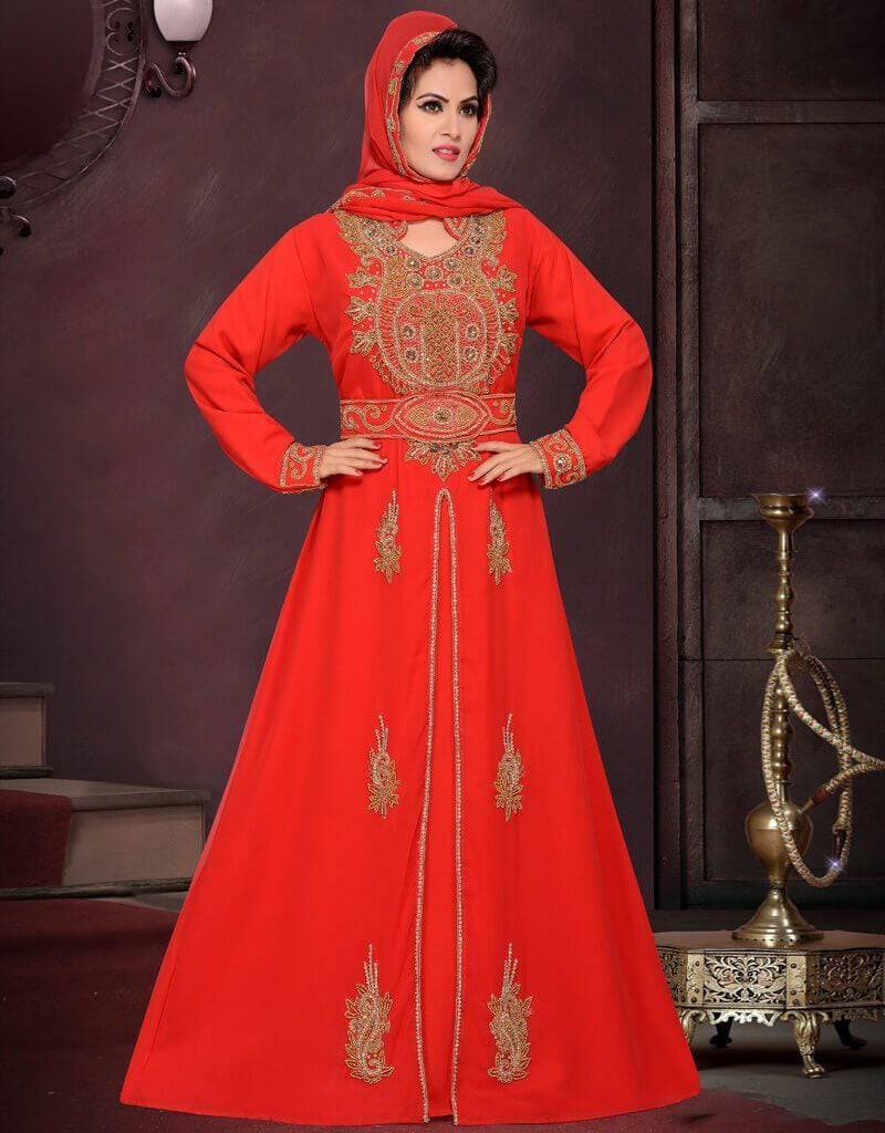 Red Colored Wholesale Moroccan Style Kaftan