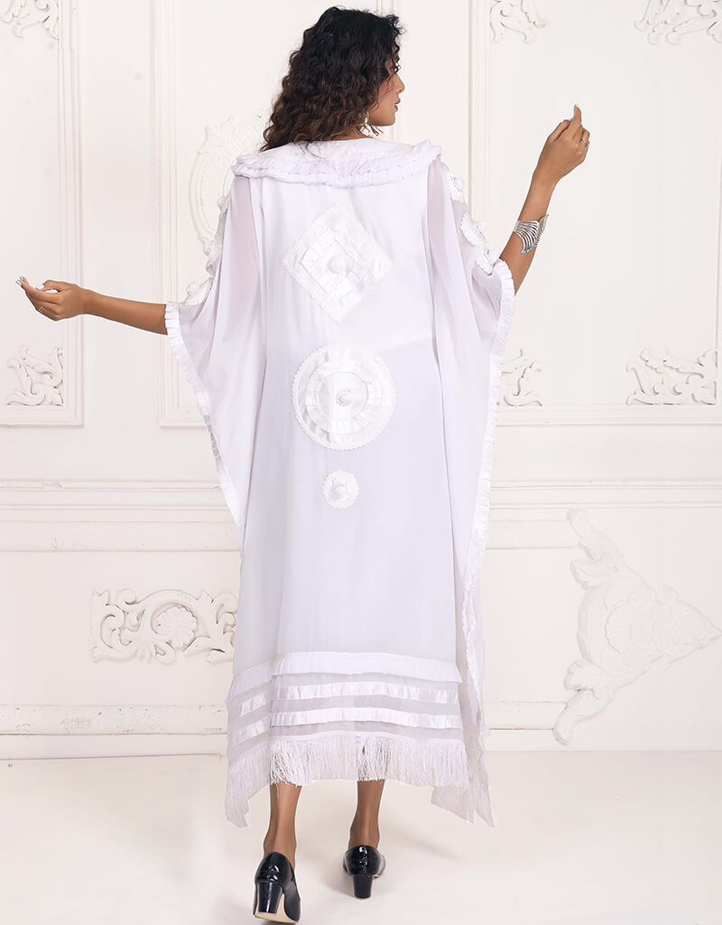 Pure White Formal Farasha Wholesale Style Kaftan Backside